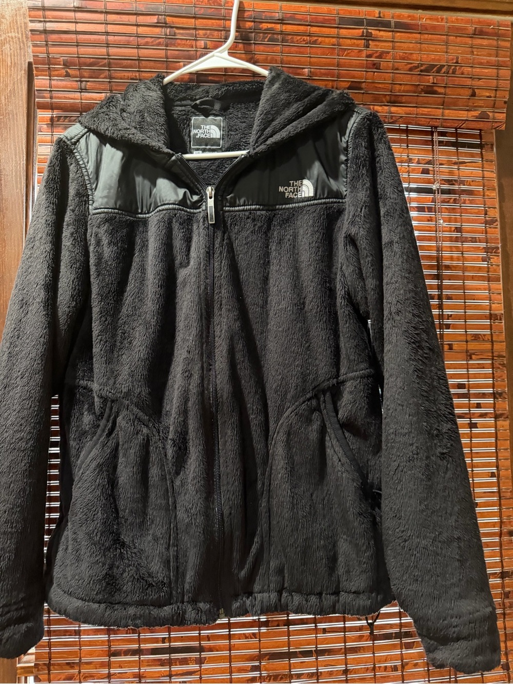The North Face Black Plush Fleece Zip-Up Jacket with Hood